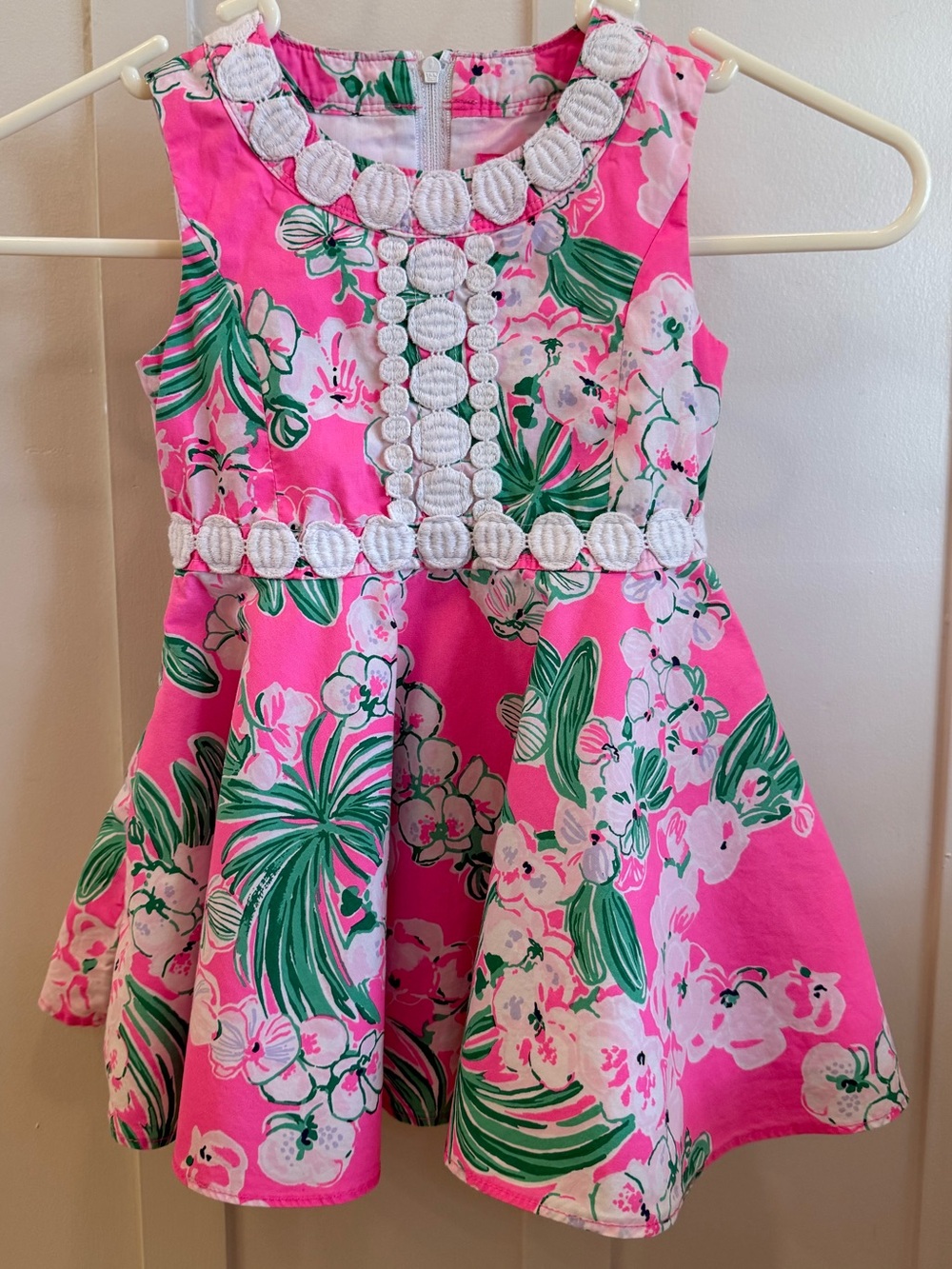 HOT PINK PREPPY PALM BEACH FIT & FLARE SLEEVELESS 100% COTTON DRESS